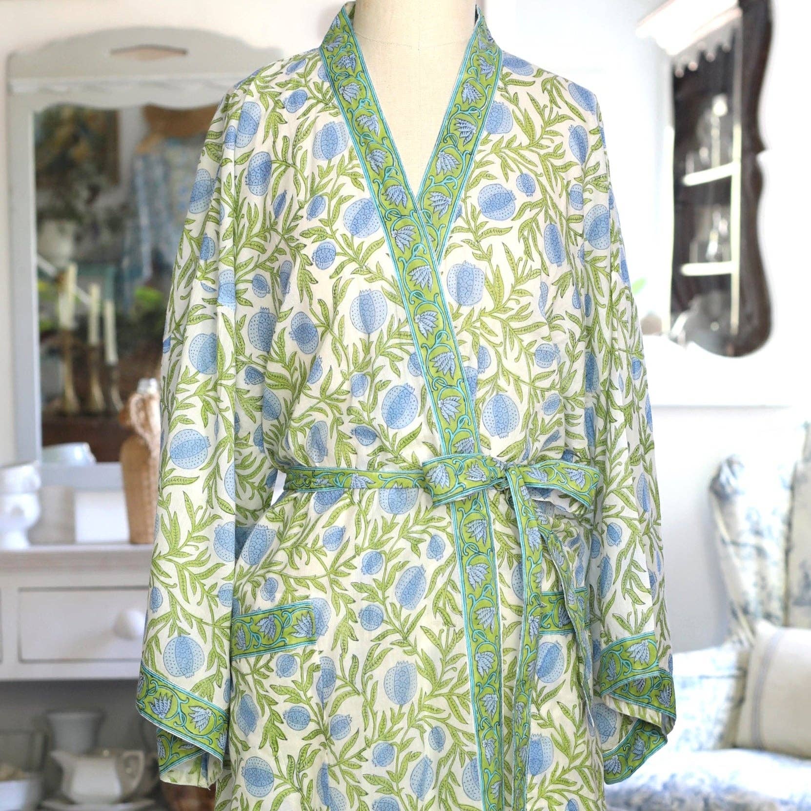 Kimono Robe, Pomegranate Blue