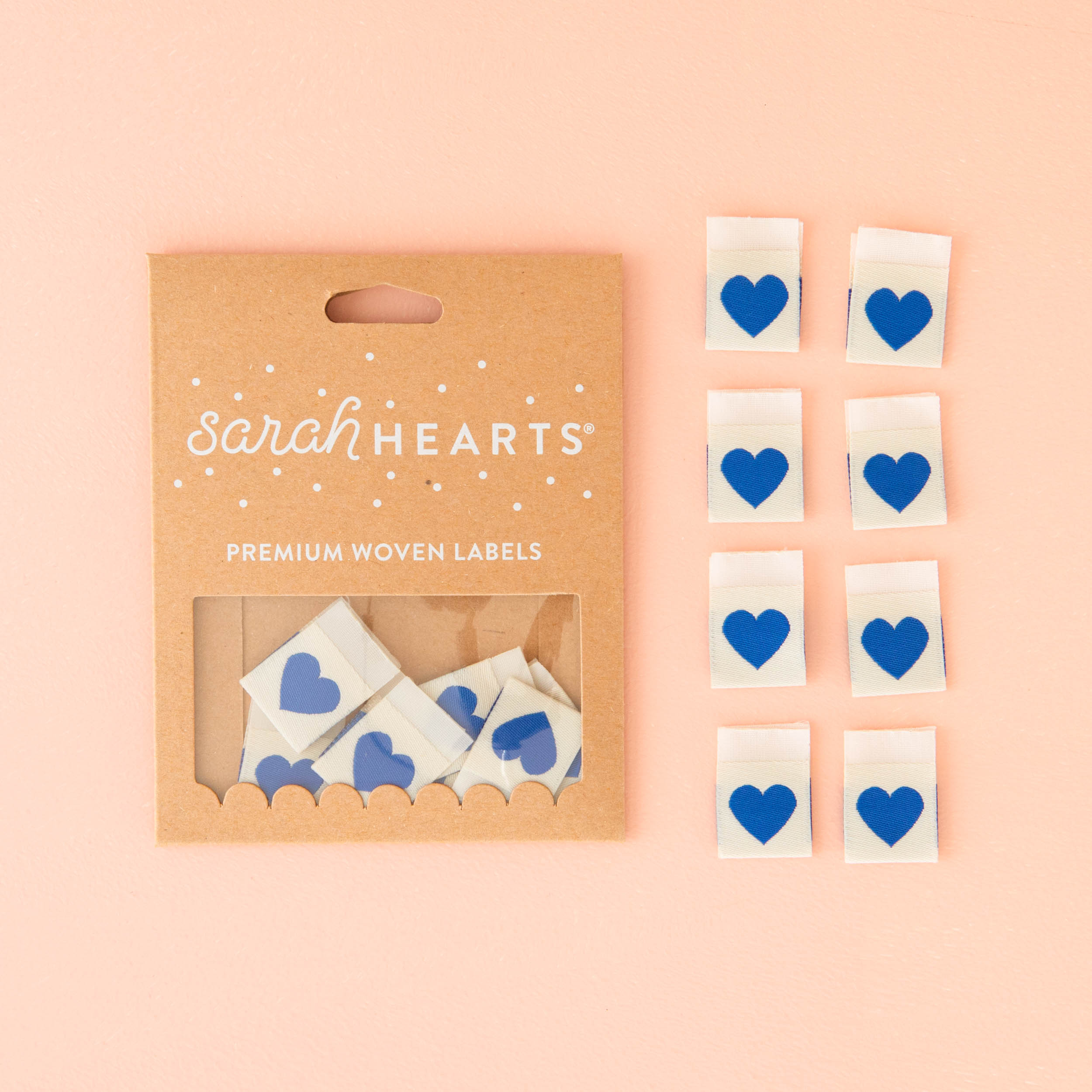 Blue Heart Woven Sewing / Clothing Labels