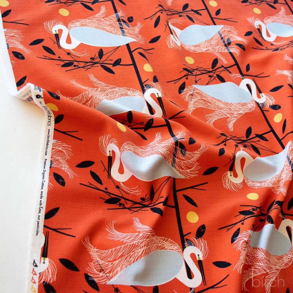 Snowy Egret Barkcloth