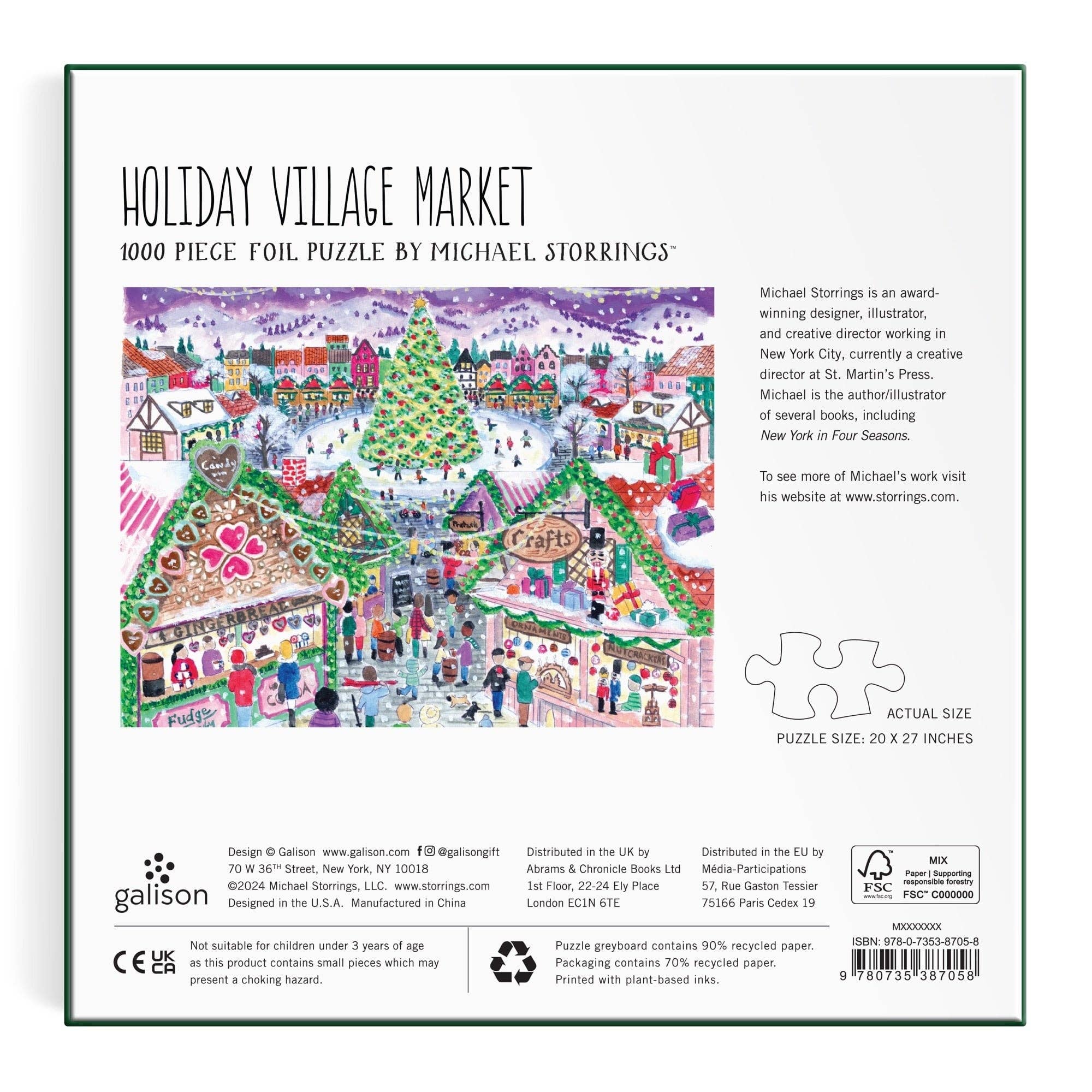 Michael Storrings Holiday Village Market 1000pc Foil Puzzle in Square Box