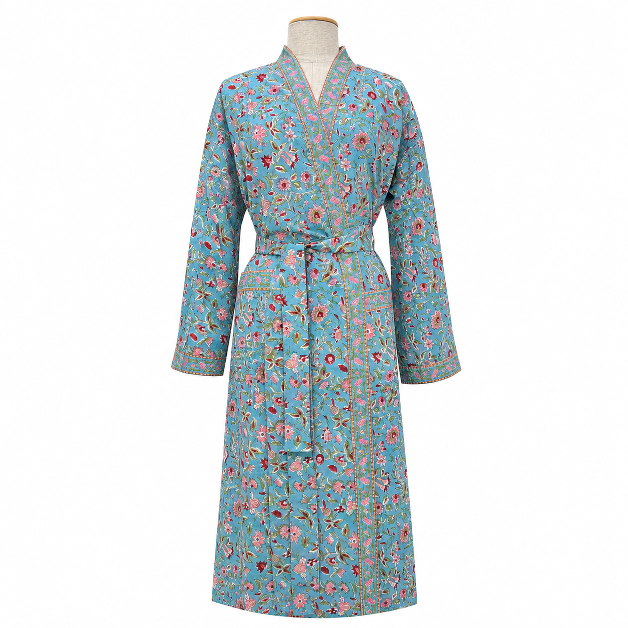 Cotton Kimono Bathrobe – Hand Block Printed