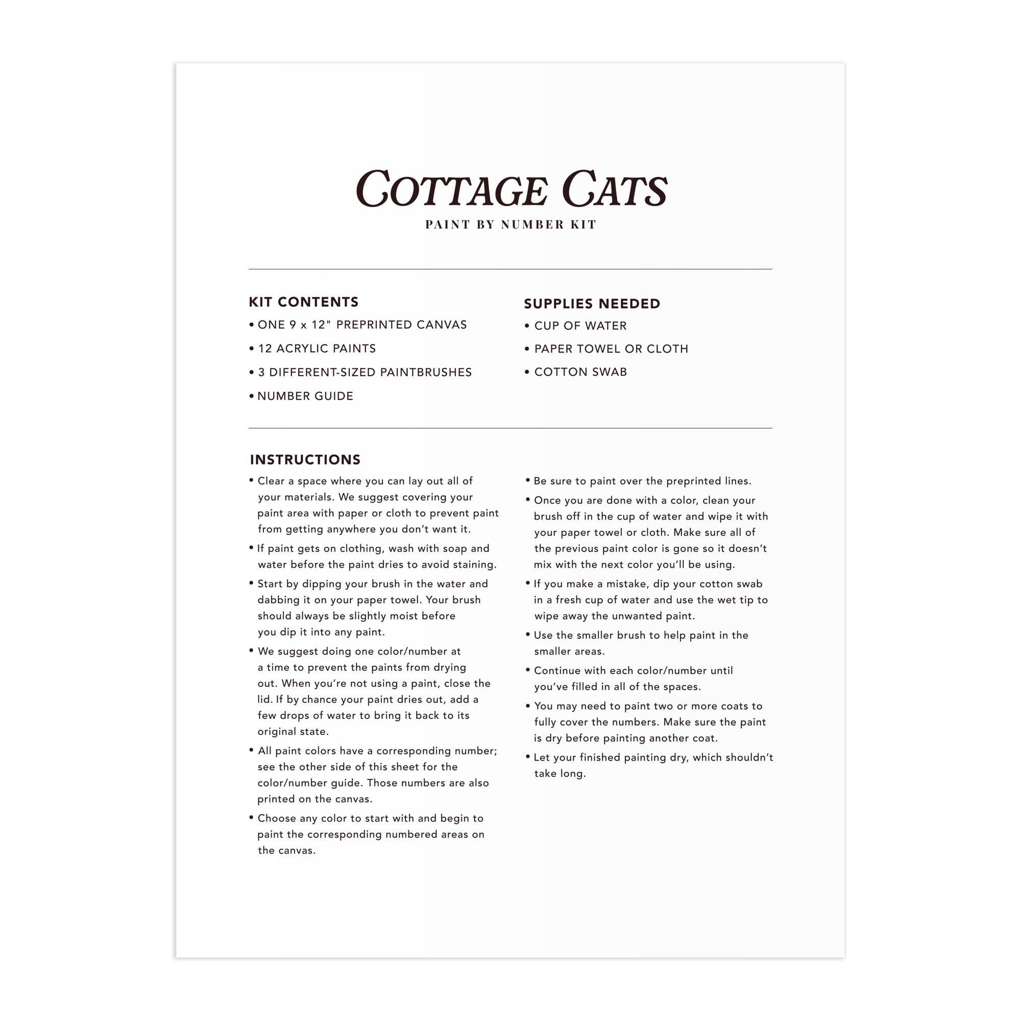 Cottage Cats Paint by Number Kit