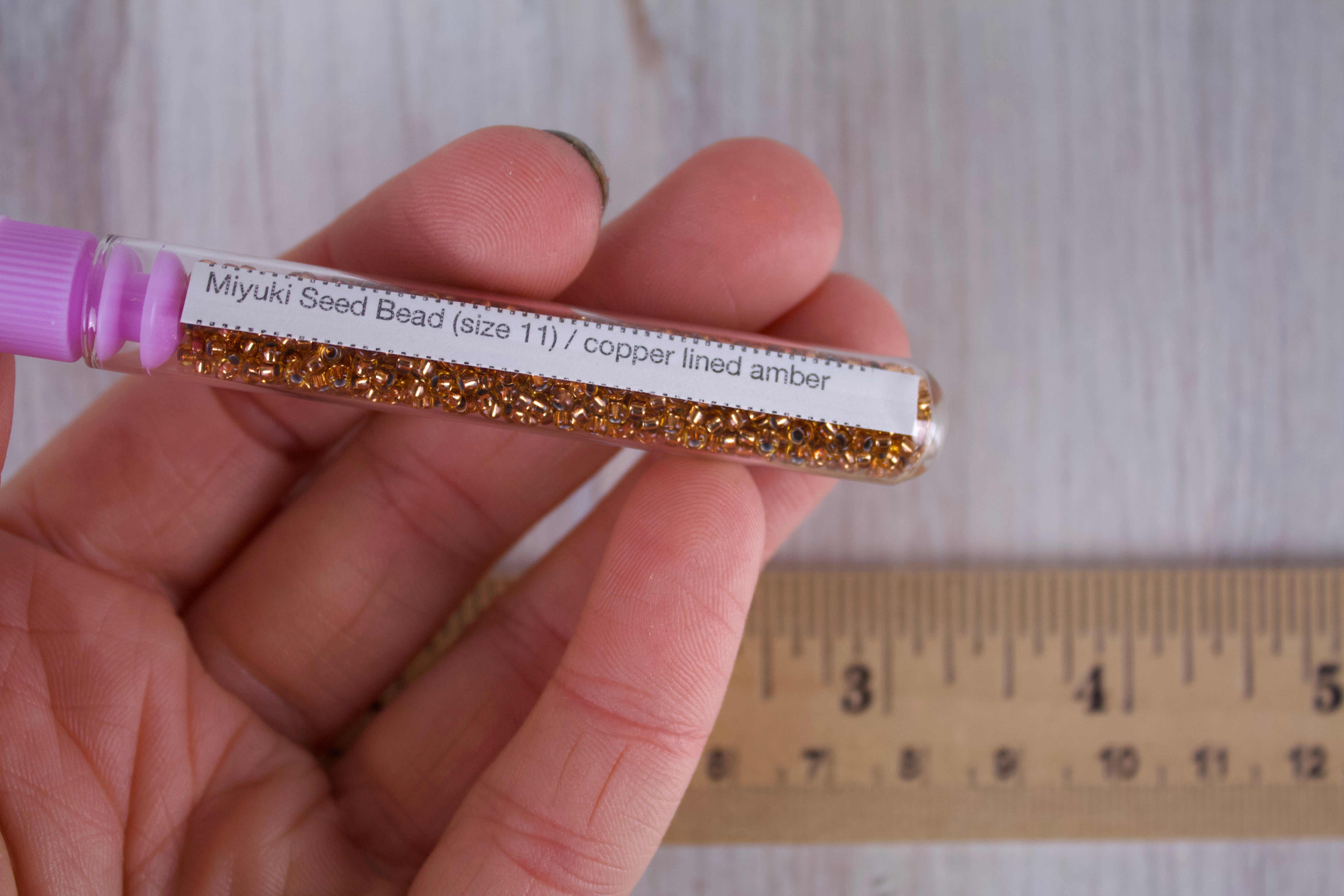 Copper Lined Pale Amber Miyuki Seed Beads size 11