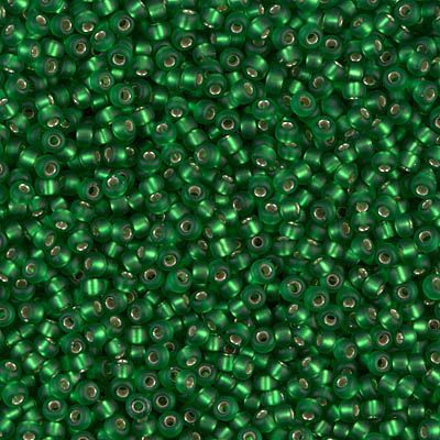 Matte Silver-Lined Green Miyuki Seed Beads size 11