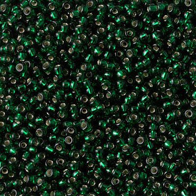 Silver-Lined Dark Emerald Miyuki Seed Beads size 11