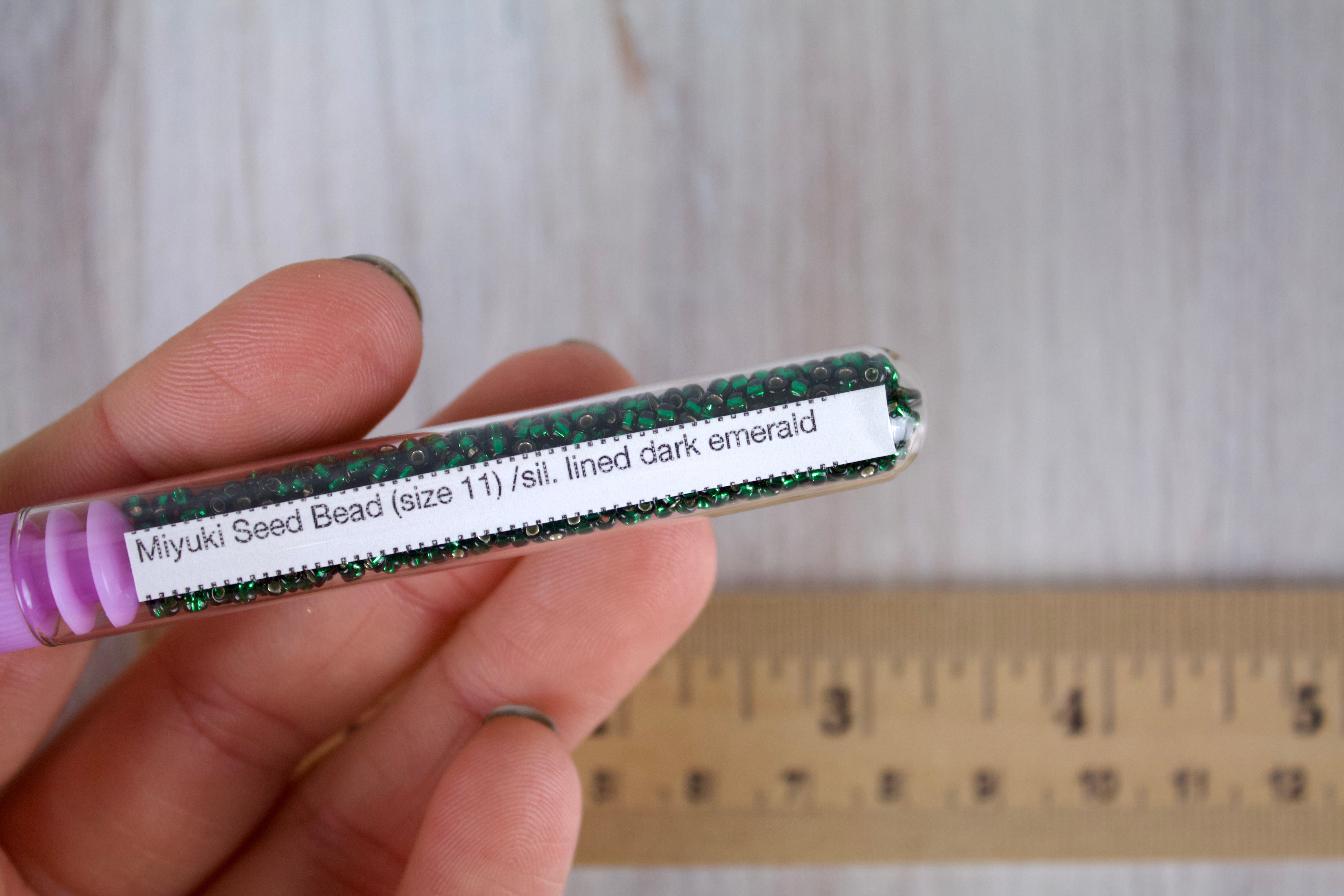 Silver-Lined Dark Emerald Miyuki Seed Beads size 11