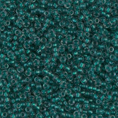 Semi-Frosted Emerald Lined Light Grey Miyuki Seed Beads size 11