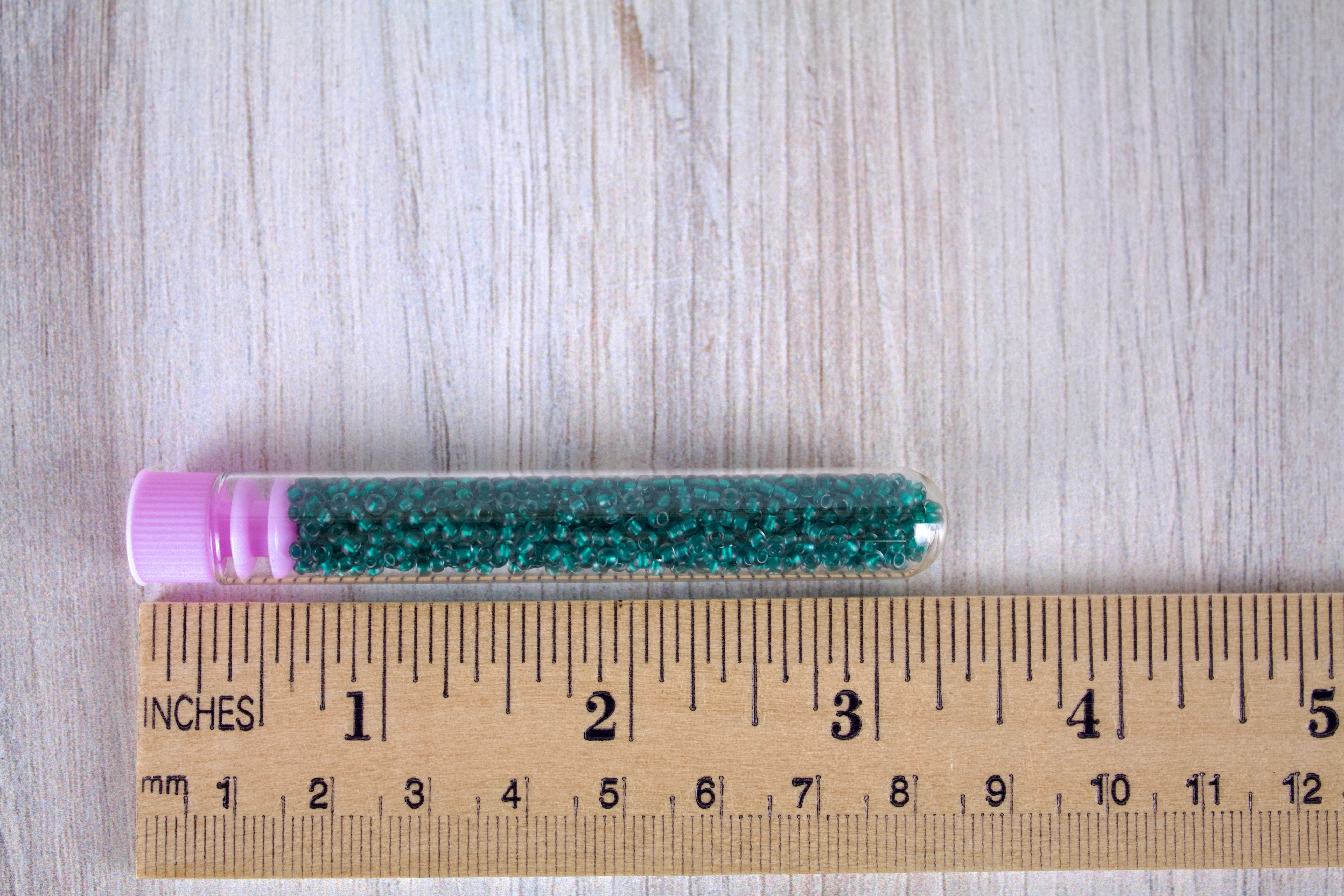 Semi-Frosted Emerald Lined Light Grey Miyuki Seed Beads size 11