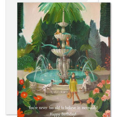 Selfie at Mermaid Fountain Birthday Card-Janet Hill Studio-Art_Art Print,Category_Card,Theme_Birthday