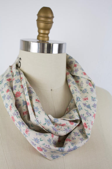 Ashley Infinity Scarf-The Blue Peony-Category_Infinity Scarf,Color_Cream,Department_Personal Accessory,Material_Cotton,Pattern_Floral