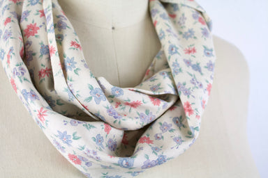 Ashley Infinity Scarf-The Blue Peony-Category_Infinity Scarf,Color_Cream,Department_Personal Accessory,Material_Cotton,Pattern_Floral