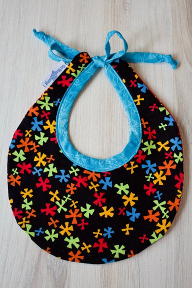 Cacao Small Bib-The Blue Peony-Category_Bib,Color_Black,Color_Blue,Color_Cream,Color_Green,Color_Red,Department_Organic Baby,Material_Organic Cotton