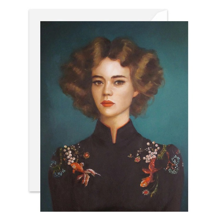 Enigmatic Ladies Series - Comet and Oranda Card-Janet Hill Studio-Art_Art Print,Category_Card,Theme_Enigmatic Ladies,Theme_Everyday Life