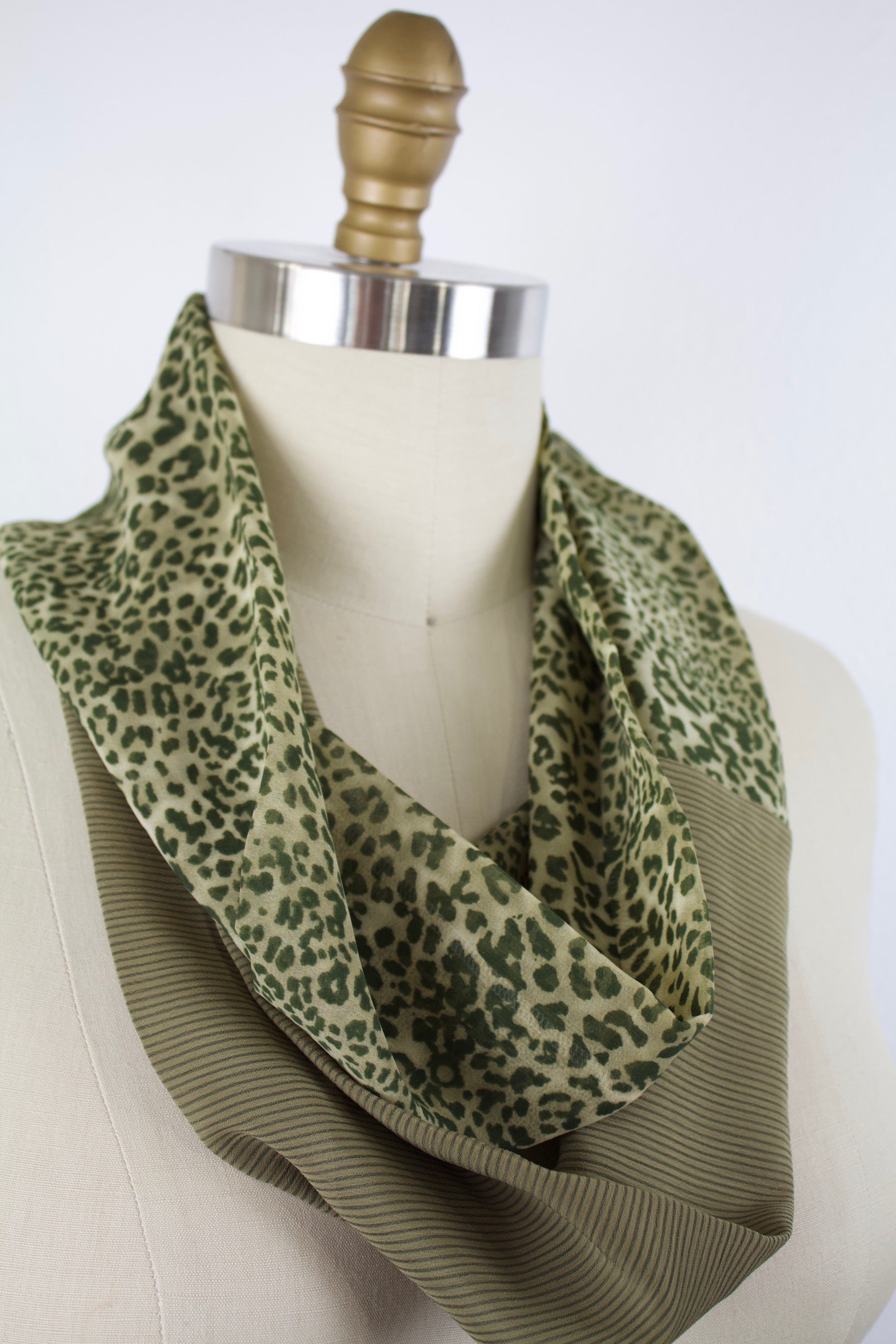 Wild Side Infinity Scarf-The Blue Peony-Category_Infinity Scarf,Color_Green,Department_Personal Accessory,Material_Polyester,Pattern_Animal Print