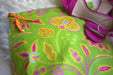 Garden Party (Lime) Drawstring Travel Bag-The Blue Peony-Category_Drawstring Bag,Color_Aqua,Color_Lime Green,Color_Orange,Color_Pink,Color_Yellow,Department_Personal Accessory,Pattern_Floral