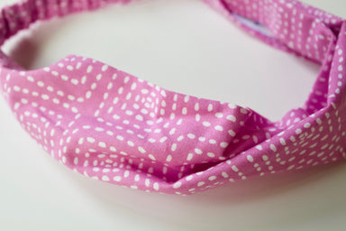 Pink Stitch Squares Headband-The Blue Peony-Category_Headband,Color_Pink,Color_White,Department_Personal Accessory,Style_Straight