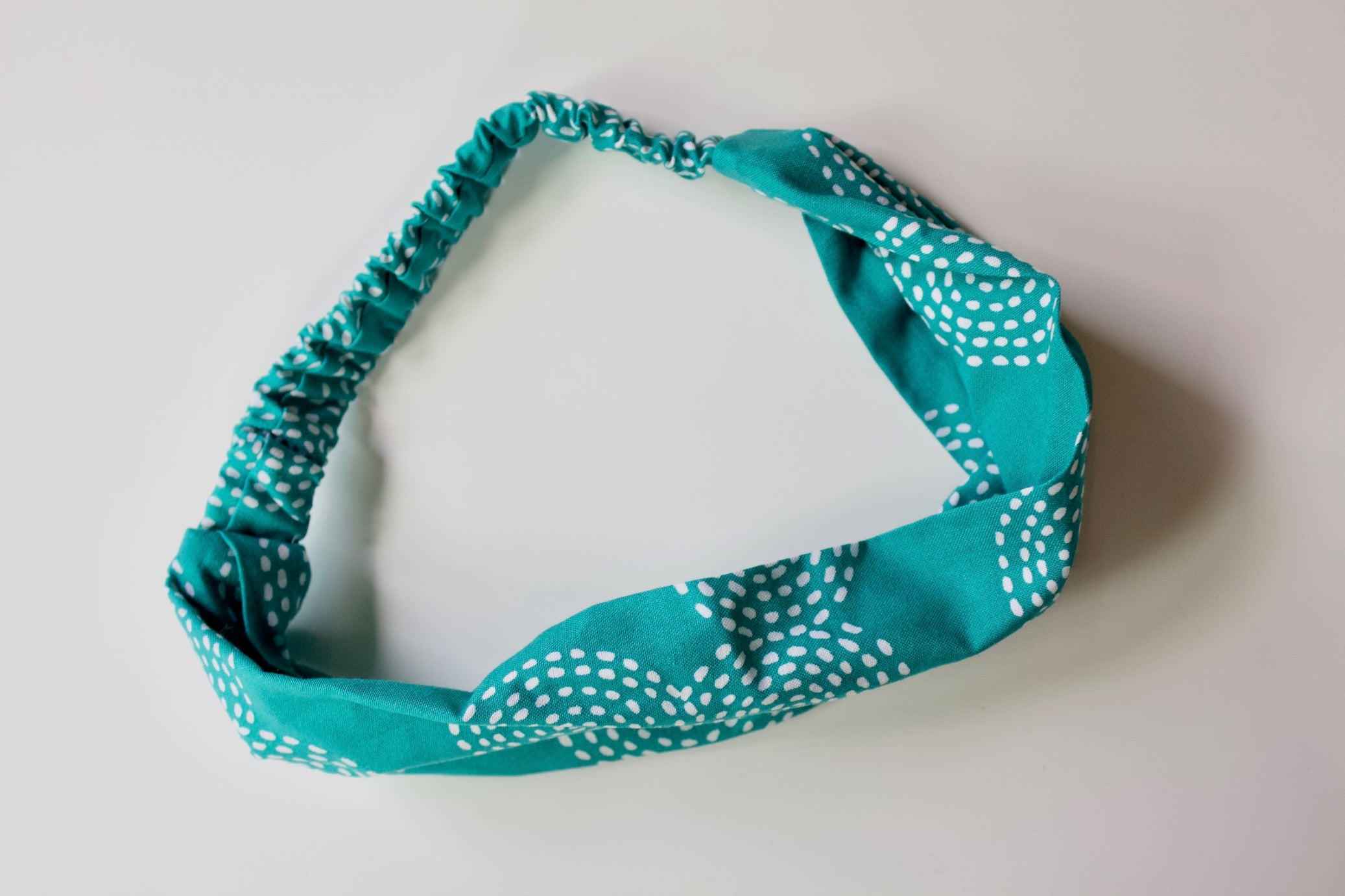 Teal Circles Headband-The Blue Peony-Category_Headband,Color_Teal,Color_White,Department_Personal Accessory,Style_Straight