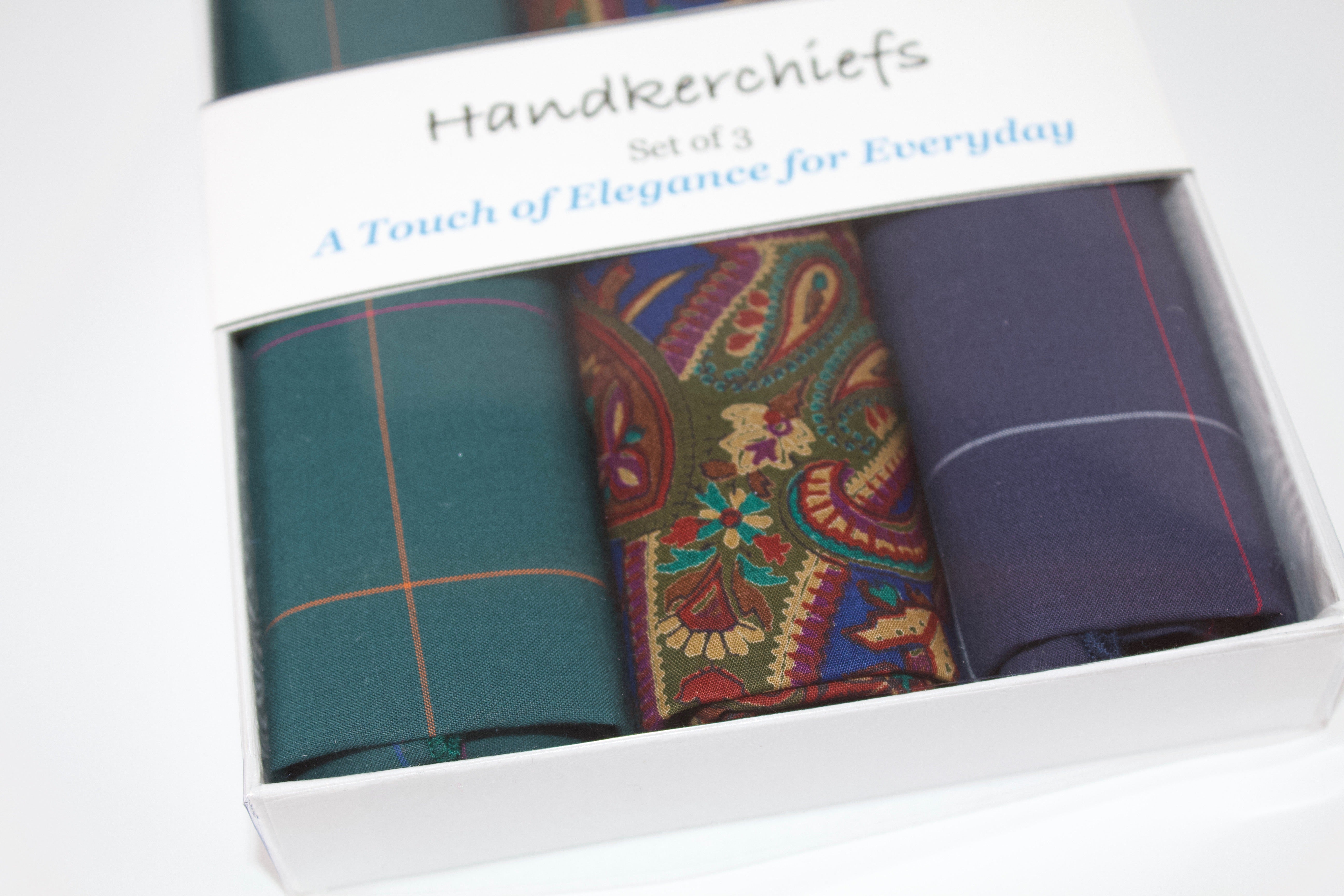 Brooks Handkerchief Set-The Blue Peony-Cotton,Handkerchief