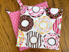 Donut Dreams Potholder-The Blue Peony-Category_Pot Holder,Color_Brown,Color_Pink,Color_White,Department_Kitchen,Size_Traditional (Square),Theme_Food