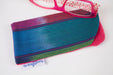 Kai Glasses Case-The Blue Peony-Category_Glasses Case,Color_Blue,Color_Green,Color_Raspberry,Color_Teal,Department_Personal Accessory,Pattern_Stripes