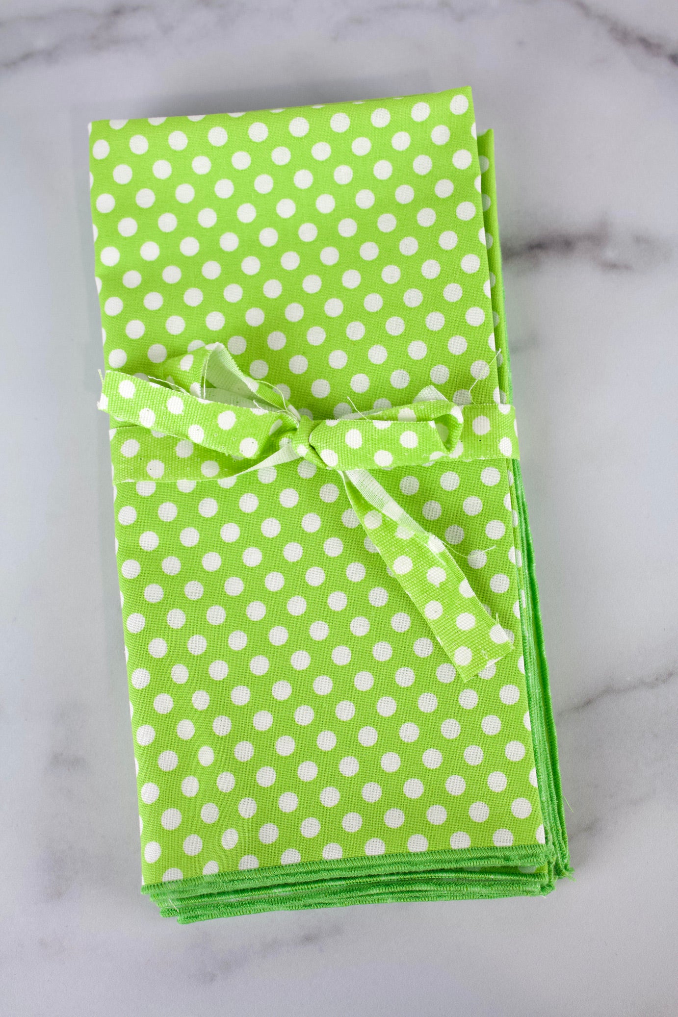 Kiwi Polka Dot Napkins (Set of 4)-The Blue Peony-Category_Napkins,Category_Table Linens,Color_Lime Green,Department_Kitchen,Material_Cotton,Pattern_Polka Dot