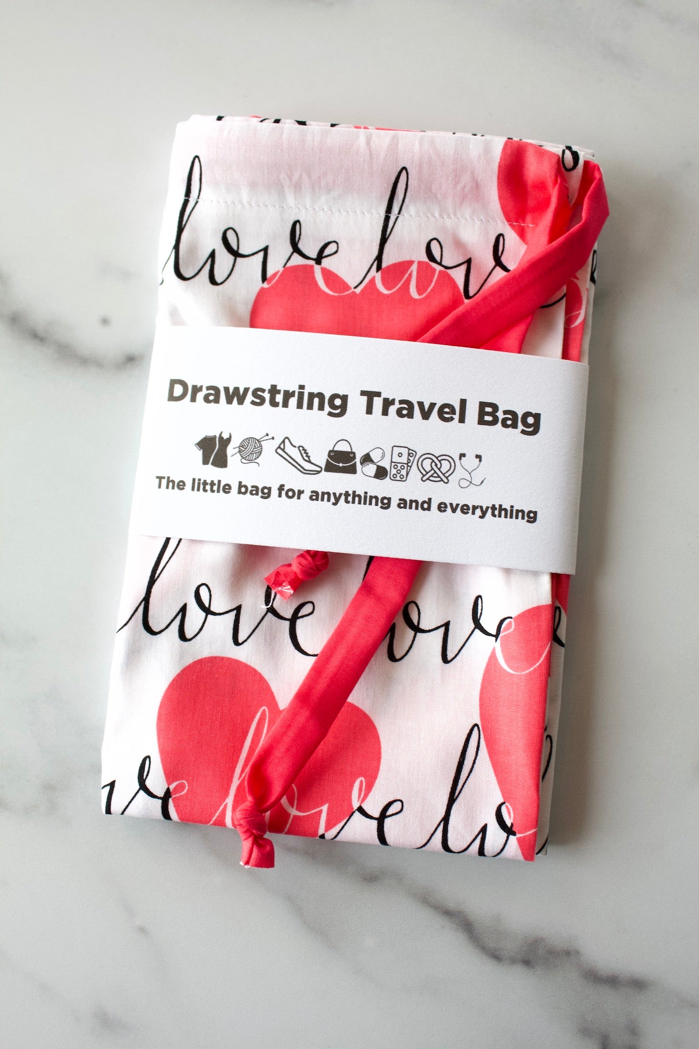 Love Heart Drawstring Travel Bag