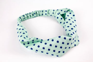Mint Dot Headband-The Blue Peony-Category_Headband,Color_Blue,Color_Green,Department_Personal Accessory,Pattern_Polka Dot,Style_Twist
