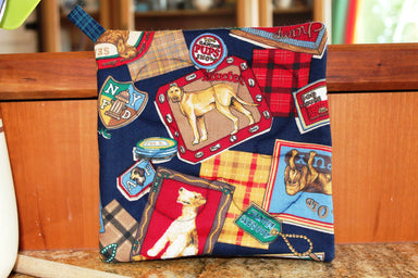 Show Dogs Potholder - Navy-The Blue Peony-Animal_Dog,Category_Pot Holder,Color_Blue,Department_Kitchen,Size_Traditional (Square),Theme_Animal