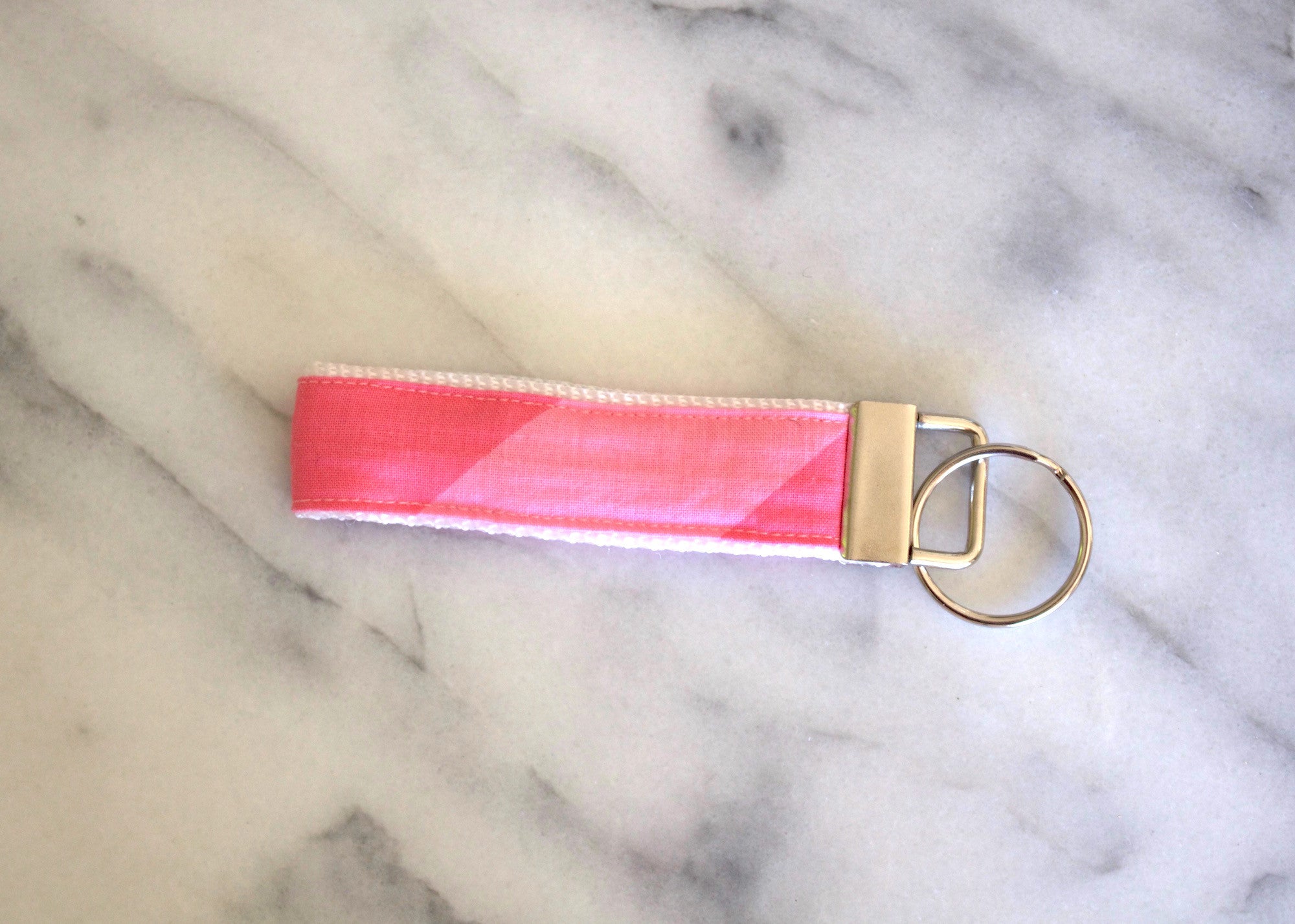 Pink Stripe Key Fob-The Blue Peony-Category_Key Fob,Color_Pink,Department_Personal Accessory