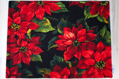 Poinsettia Placemats (Set of 2)-The Blue Peony-Category_Placemats,Category_Table Linens,Color_Green,Color_Red,Department_Kitchen,Pattern_Floral,Theme_Christmas,Theme_Winter