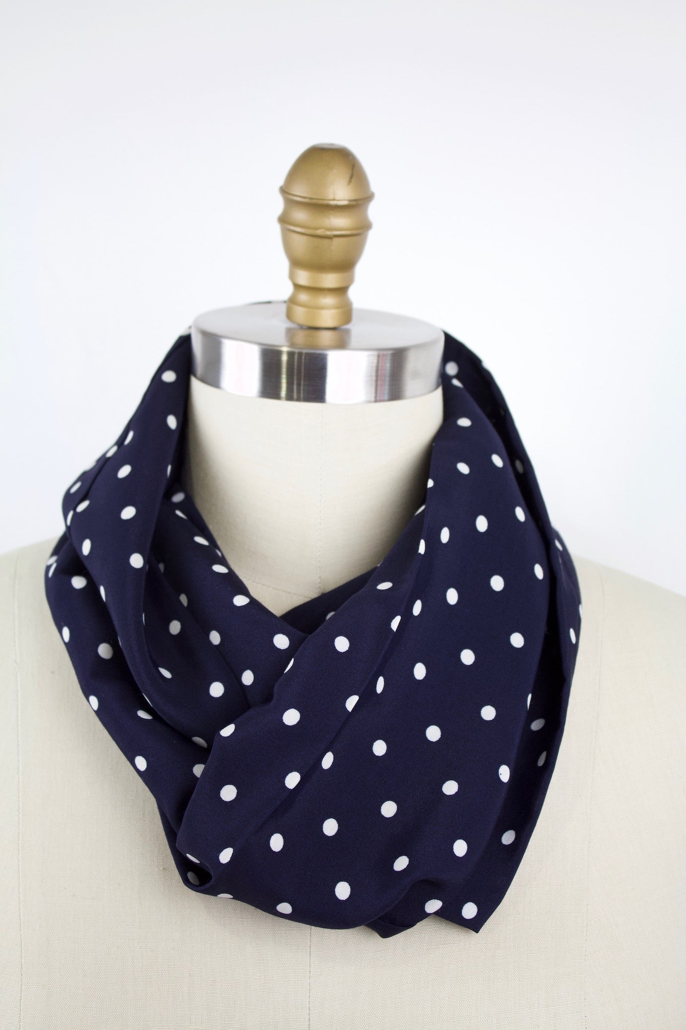 Polka Dot Infinity Scarf-The Blue Peony-Category_Infinity Scarf,Color_Blue,Department_Personal Accessory,Material_Polyester,Pattern_Polka Dot