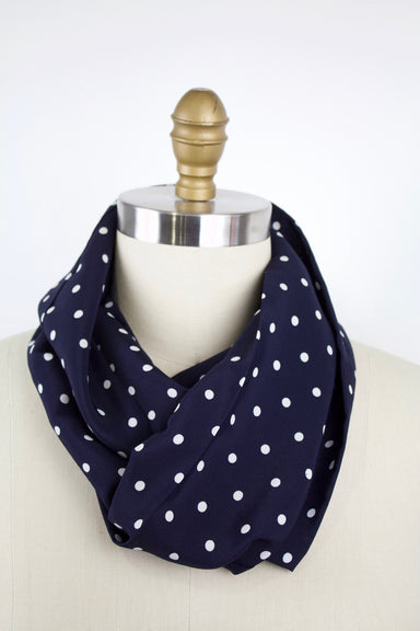 Polka Dot Infinity Scarf-The Blue Peony-Category_Infinity Scarf,Color_Blue,Department_Personal Accessory,Material_Polyester,Pattern_Polka Dot