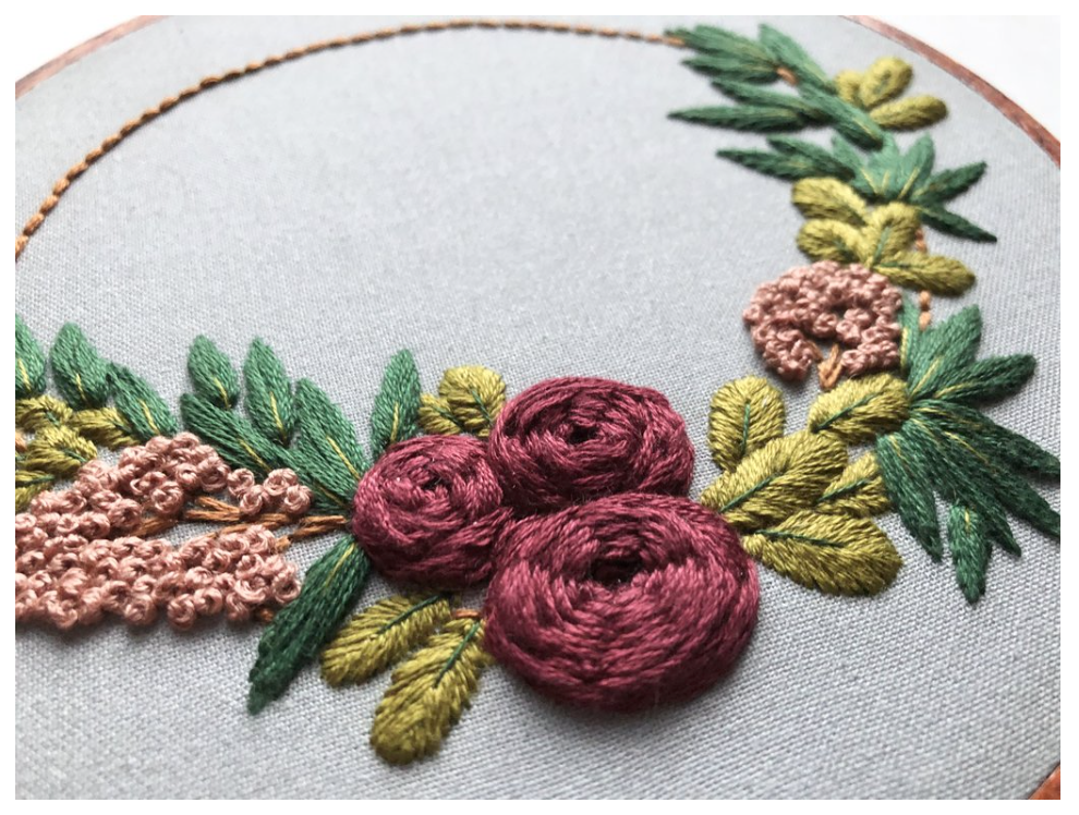 Floral Half Wreath Embroidery Kit