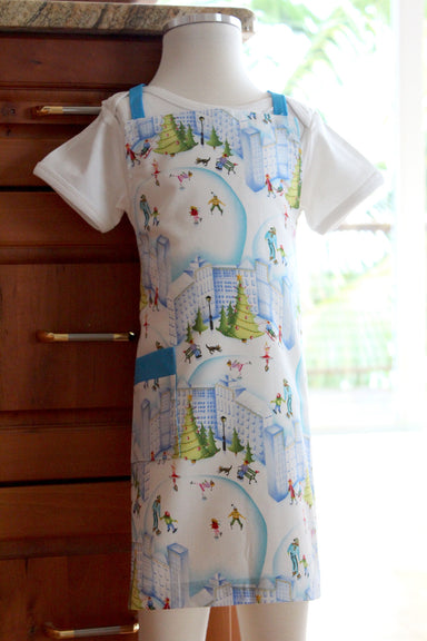 Holiday Snow-globe Kid's Apron-The Blue Peony-Age Group_Kids,Category_Apron,Department_Kitchen,Gender_Boys,Gender_Girls,Material_Cotton,Size_Small (ages up to 5),Theme_Christmas,Theme_Winter