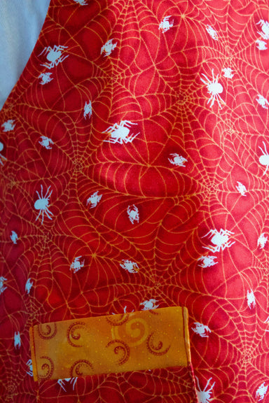 Spider's Web Kid's Apron - Red-The Blue Peony-Age Group_Kids,Category_Apron,Color_Red,Department_Kitchen,Material_Cotton,Size_Small (ages up to 5),Theme_Animal,Theme_Fall,Theme_Halloween