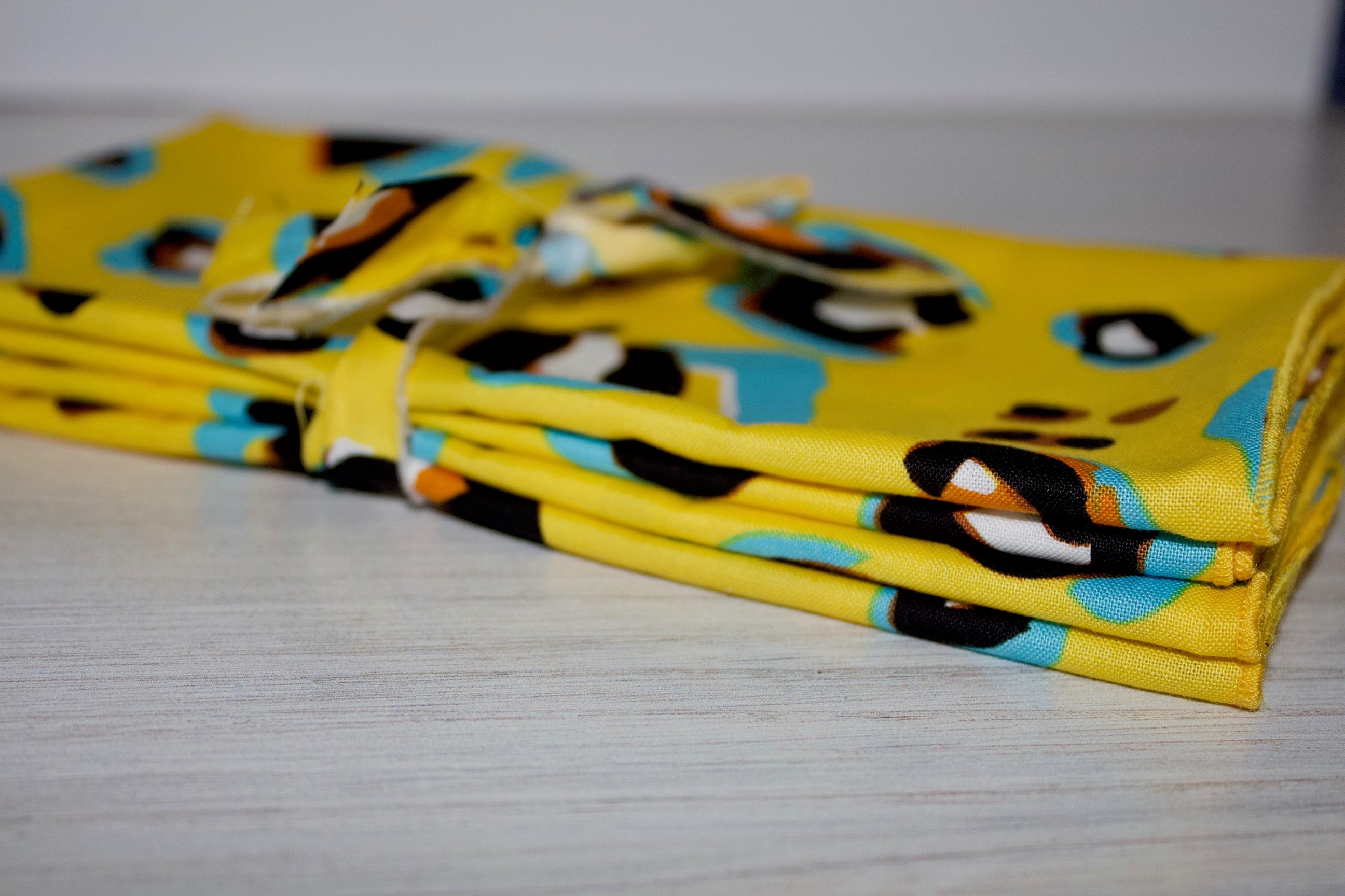 Spots Napkins - (Set of 4)-The Blue Peony-Category_Napkins,Category_Table Linens,Color_Black,Color_Yellow,Department_Kitchen,Material_Cotton,Pattern_Animal Print
