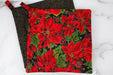 Starlight Poinsettia Potholder-The Blue Peony-Category_Pot Holder,Color_Black,Color_Gold,Color_Green,Color_Red,Department_Kitchen,Pattern_Floral,Size_Traditional (Square),Theme_Christmas,Theme_Winter