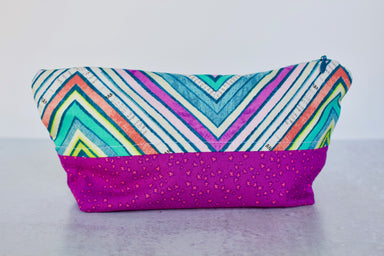 Starstruck Zippered Pouch-The Blue Peony-Category_Zippered Pouch,Color_Purple,Color_Raspberry,Color_Teal,Color_White,Department_Personal Accessory,Pattern_Stripes