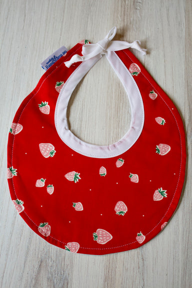 Strawberry (Red) Bib-The Blue Peony-Category_Bib,Color_Pink,Color_Red,Department_Organic Baby,Material_Organic Cotton,Theme_Food,Theme_Woodland