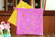 Pretty in Pink Potholder-The Blue Peony-Category_Pot Holder,Color_Pink,Color_Yellow,Department_Kitchen,Pattern_Polka Dot,Size_Traditional (Square)