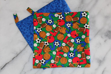 Thanks Coach Potholder-The Blue Peony-Category_Pot Holder,Color_Blue,Color_Green,Department_Kitchen,Size_Traditional (Square),Theme_Sports