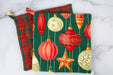 Traditions Christmas Potholder-The Blue Peony-Category_Pot Holder,Color_Gold,Color_Green,Color_Maroon,Color_Red,Department_Kitchen,Pattern_Plaid,Size_Traditional (Square),Theme_Christmas,Theme_Winter