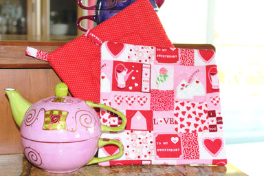 Valentine's Day Potholder-The Blue Peony-Category_Pot Holder,Color_Pink,Color_Red,Department_Kitchen,Size_Traditional (Square),Theme_Love