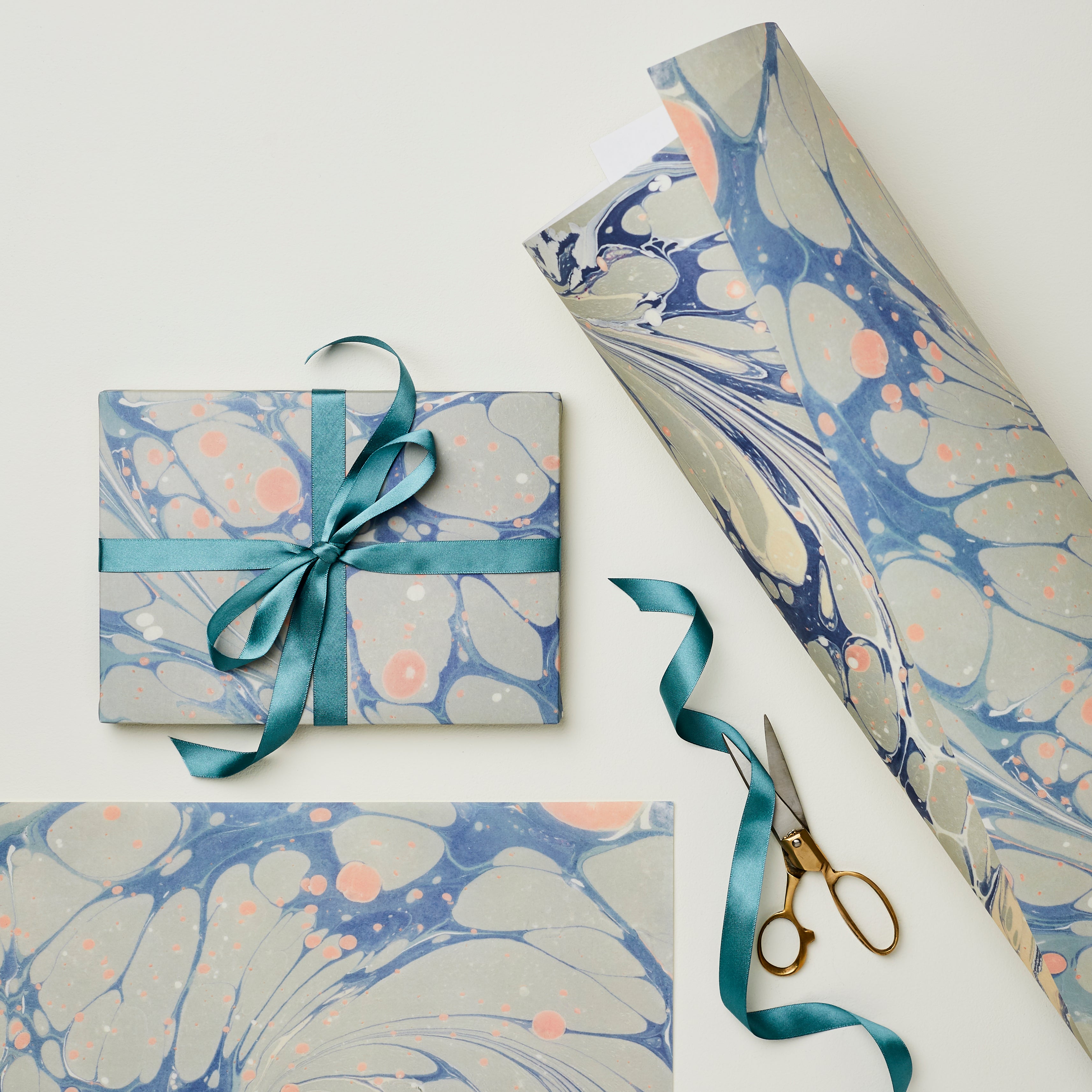 Blue Marble Patterned Wrapping Paper