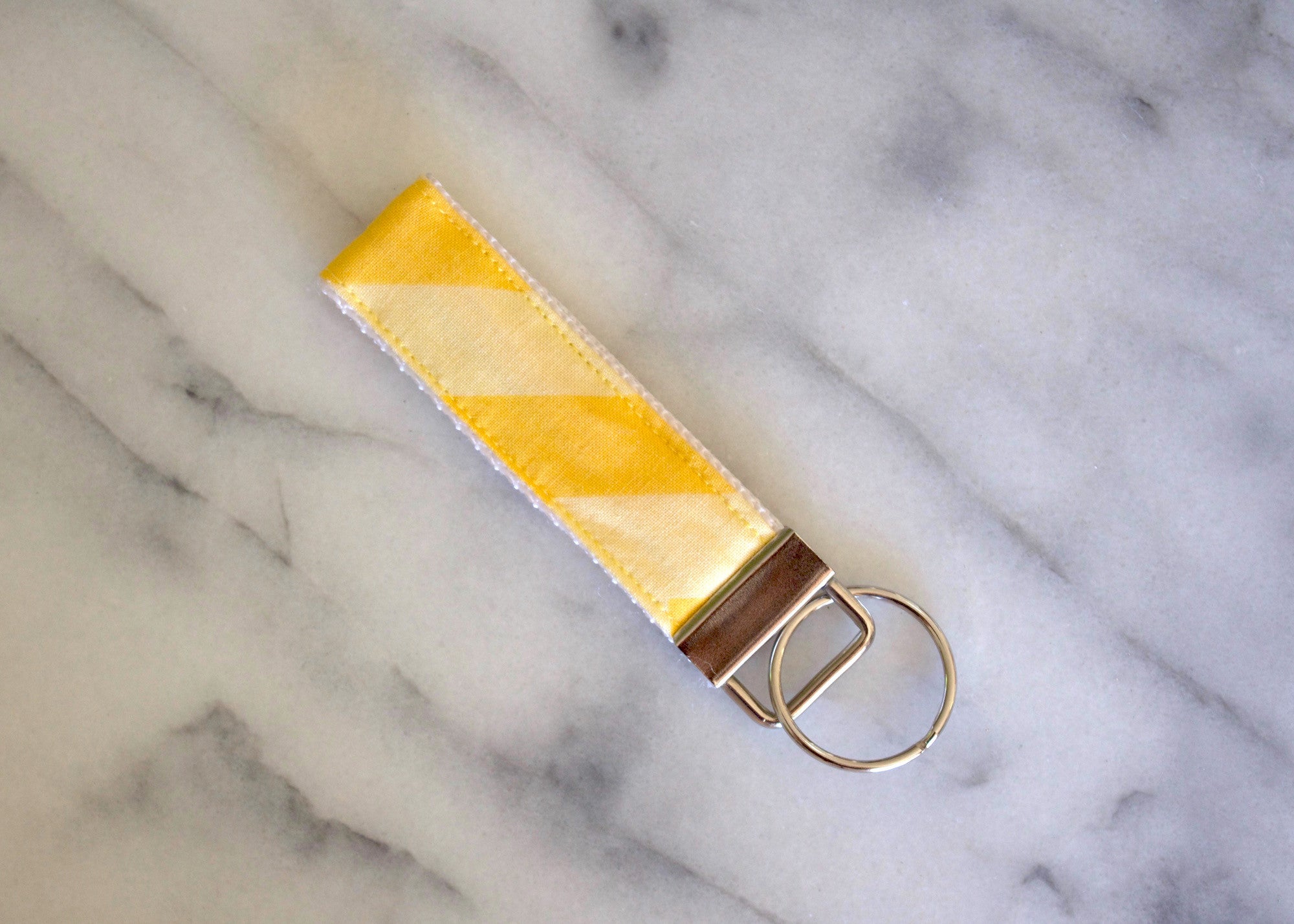 Yellow Stripe Key Fob-The Blue Peony-Category_Key Fob,Color_Yellow,Department_Personal Accessory