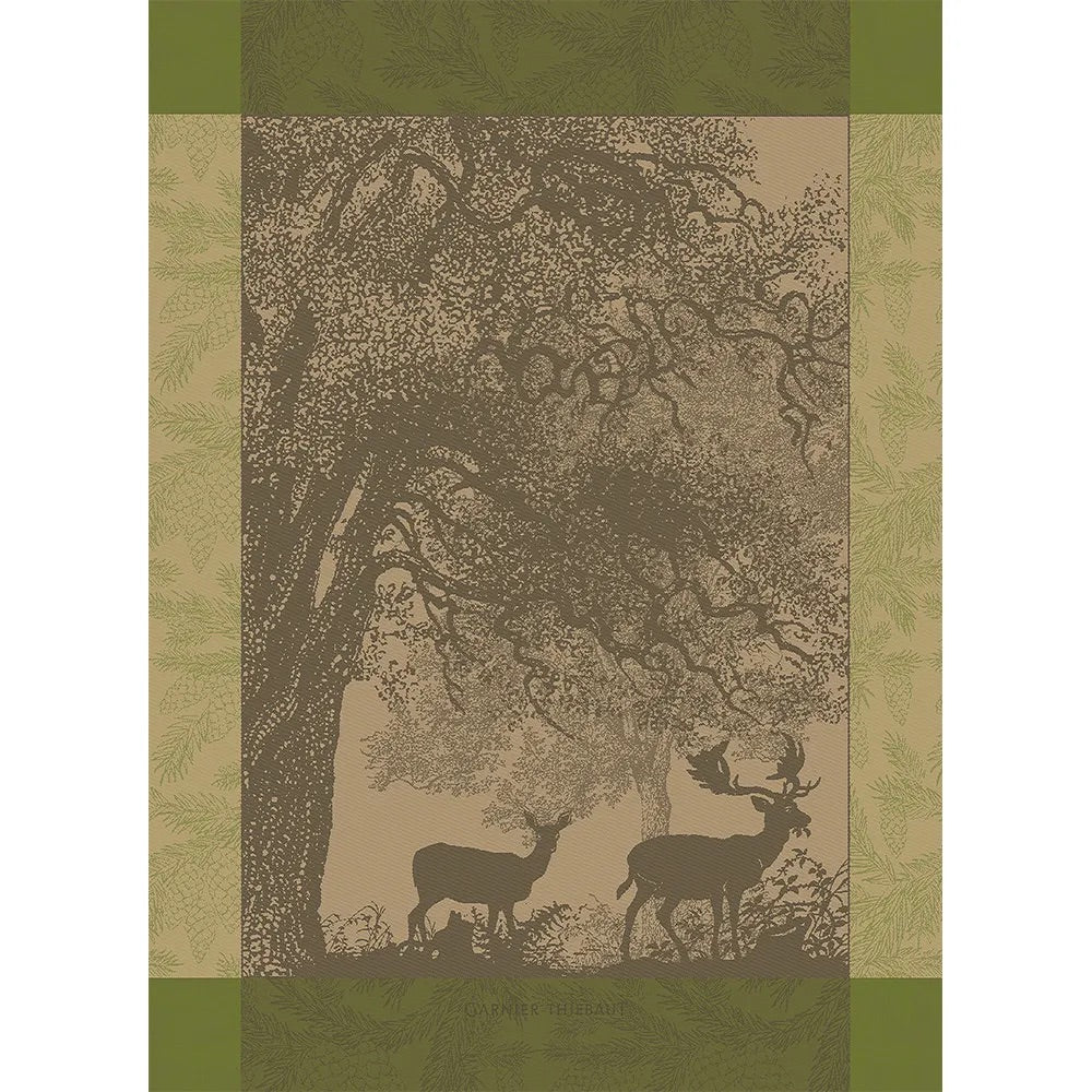 Cerf Et Biche Mousse French Kitchen Towel (Deer and Doe Moss)